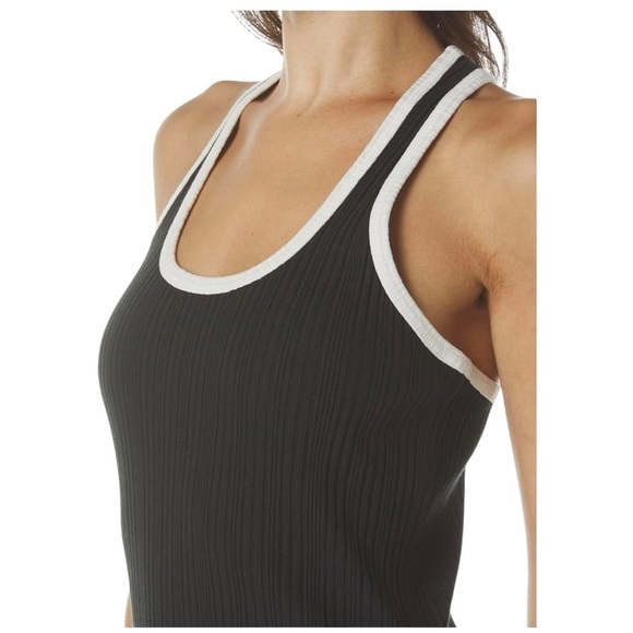 Sweaty Betty Resort Rib Racer Back Tank Midi Dress Size 6 Black & White - Picture 3 of 14